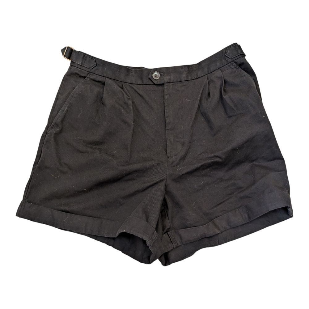 Banana Republic Women's Black Cotton Shorts Size 12 Buckle NWT Resort Casual New